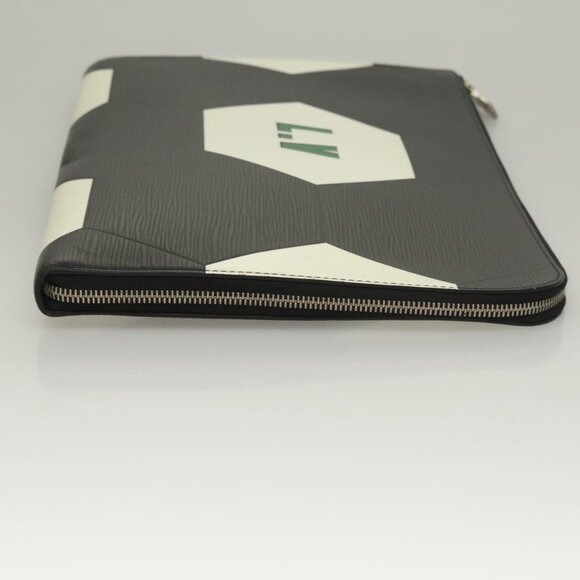 LOUIS VUITTON Epi Pochette Jules GM Clutch Bag Black White M63295 LV Auth 133695 - Picture 5 of 16